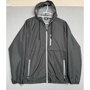 Mountain Club Black Windbreaker Jacket Mens Medium Mesh Lined Hooded Workout Zip
